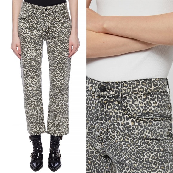 All Saints Denim - All Saints Ava Animal Print Straight Leg Ankle Jeans 28